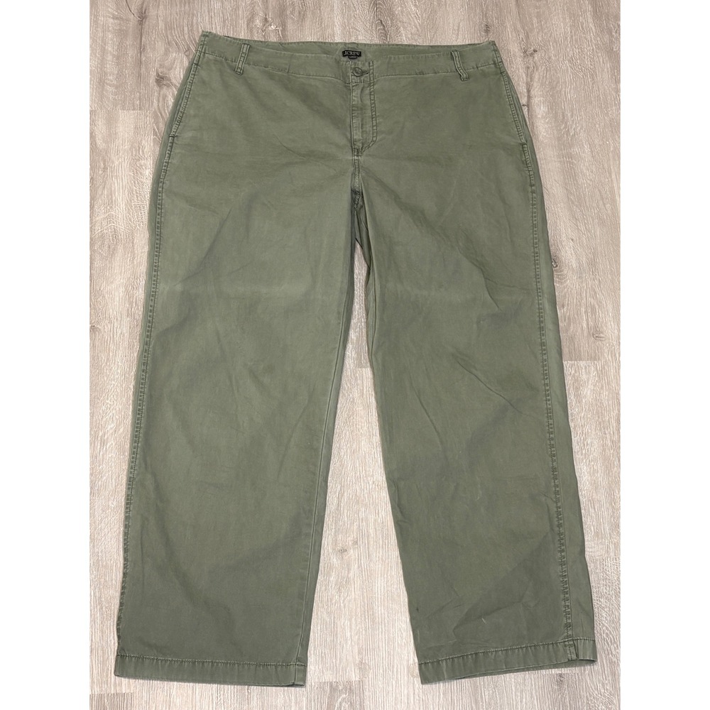 J.Crew Olive Sailor Heritage Green Wide Leg Chino Pants BP499 Size 34 Womens